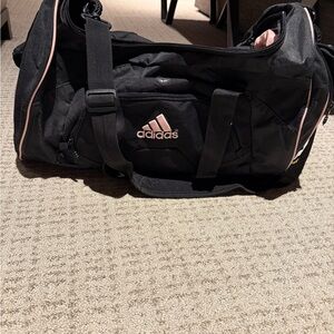 Adidas Black Duffel Bag with Pink Highlights
